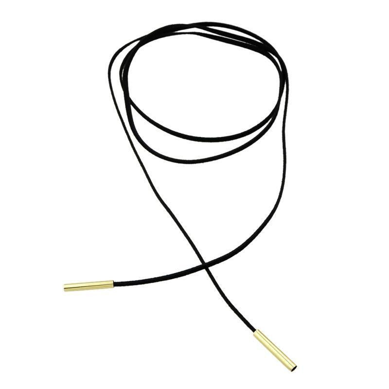 Kate Black Suede + Gold/Silver Choker Wrap Necklace