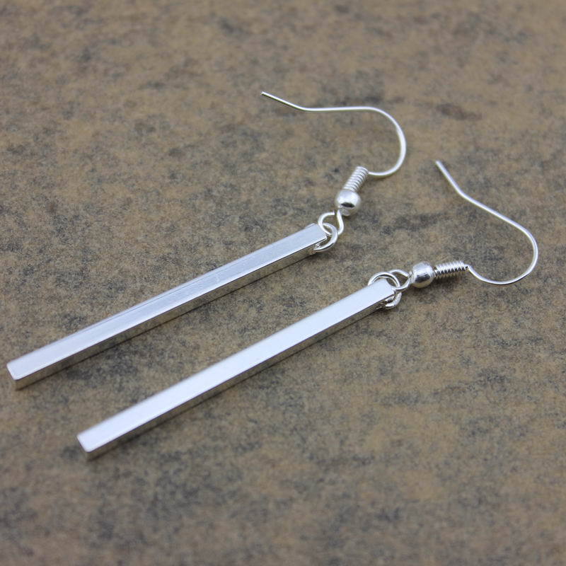 Long Bar Hanging Metal Earrings