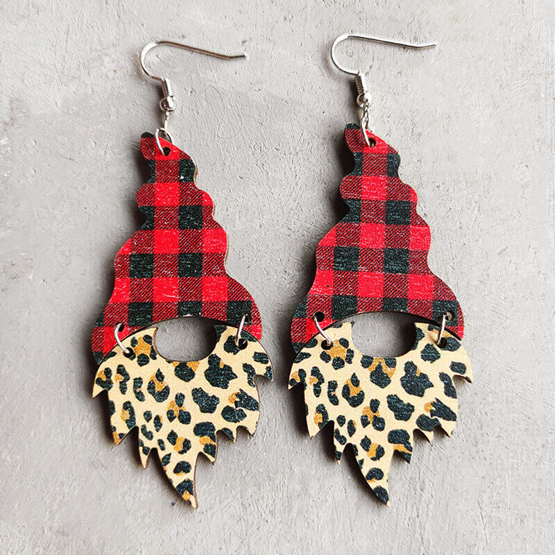 Cheetah Gnome Holiday Earrings