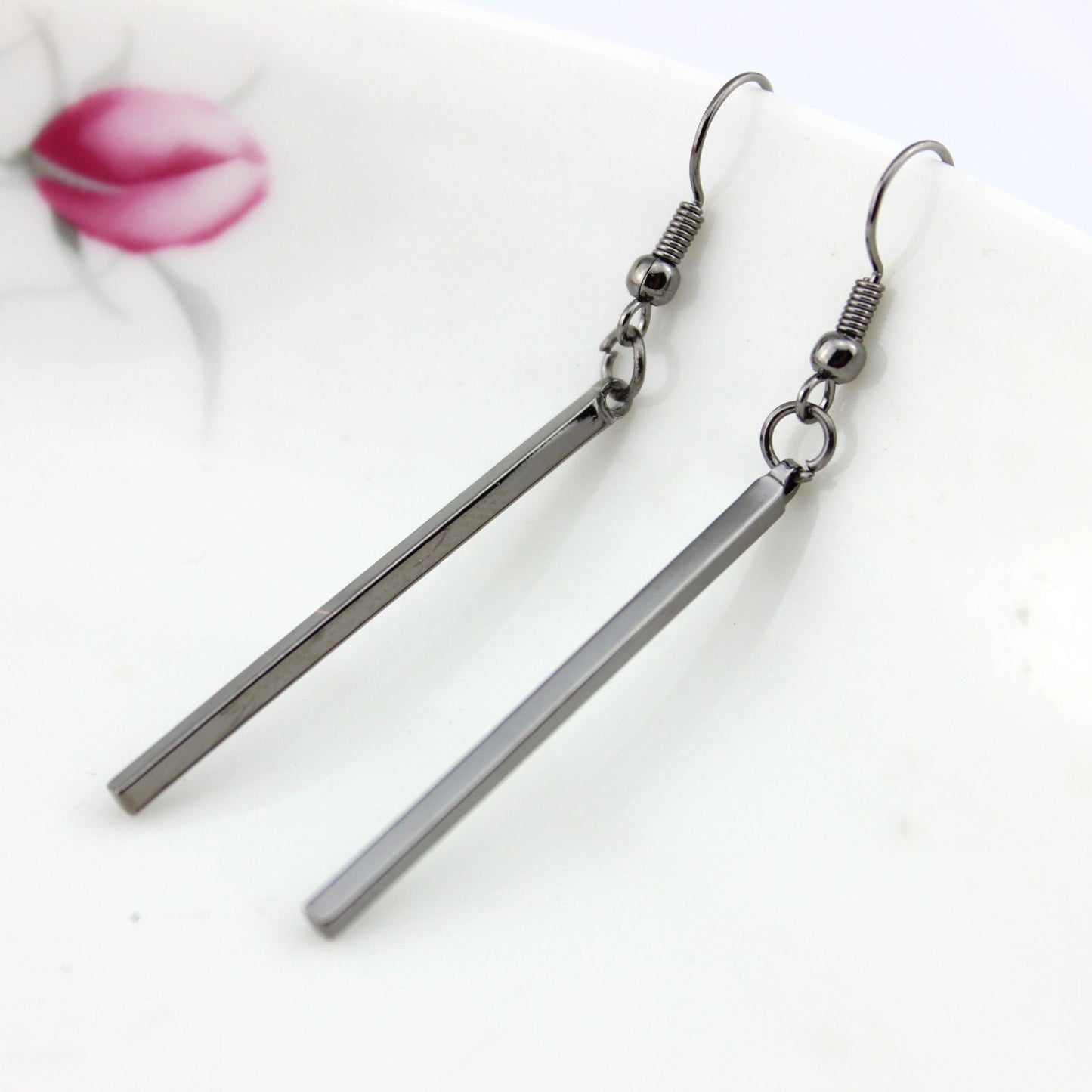Long Bar Hanging Metal Earrings