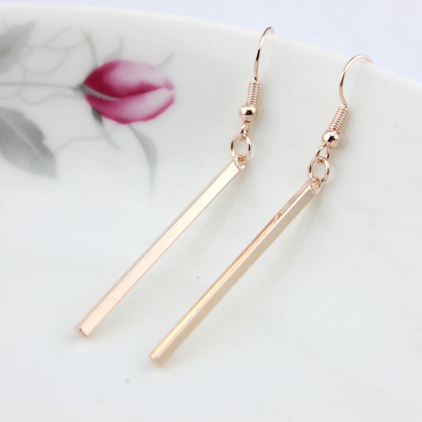 Long Bar Hanging Metal Earrings