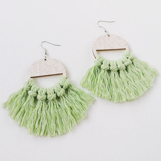 Green Tassel Earrings