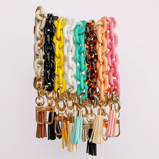 Summer Acrylic Link Keychains With Tassel