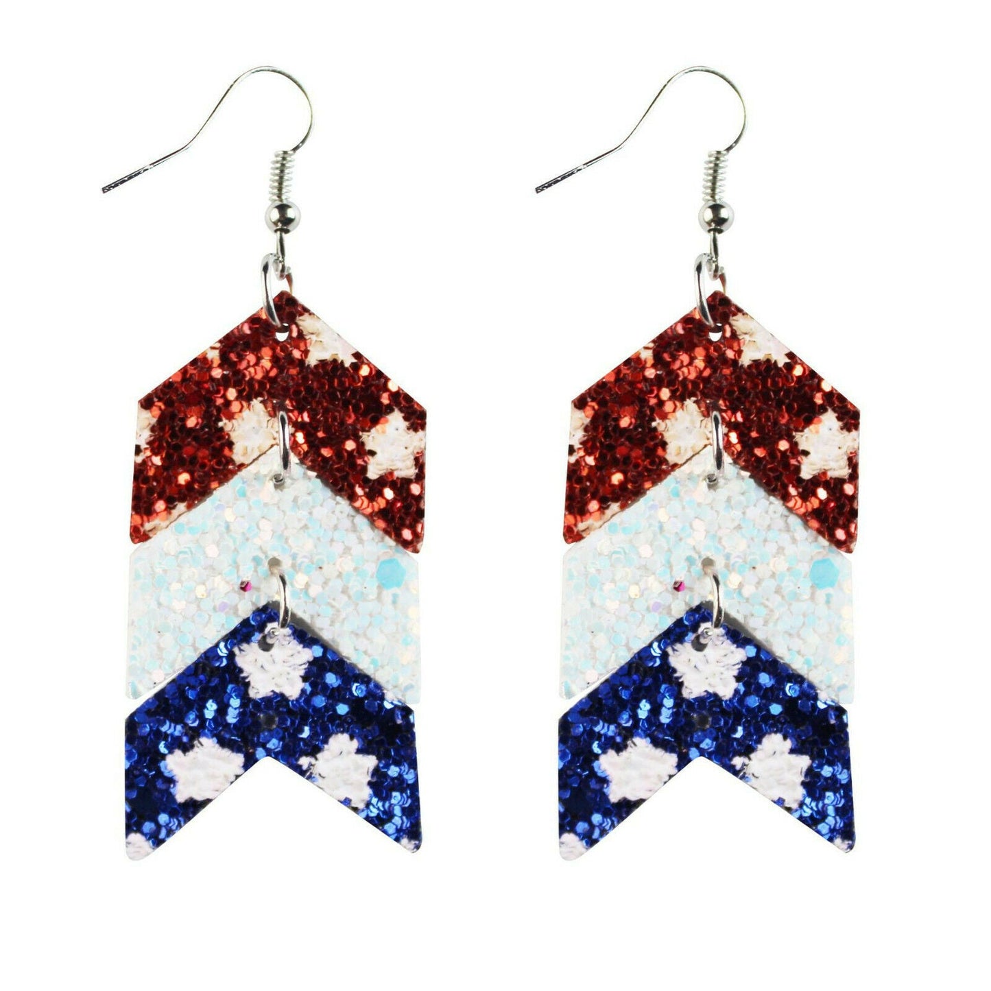 Patriotic 4th Of July Glitter and Leather Earrings