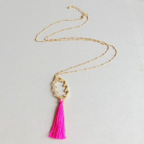 Metal Lace Gold Tassel Necklaces