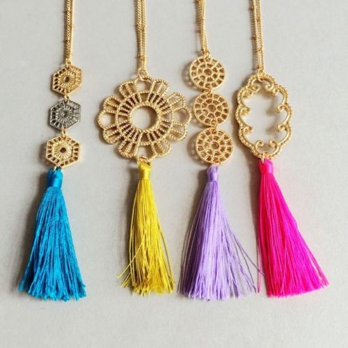 Metal Lace Gold Tassel Necklaces