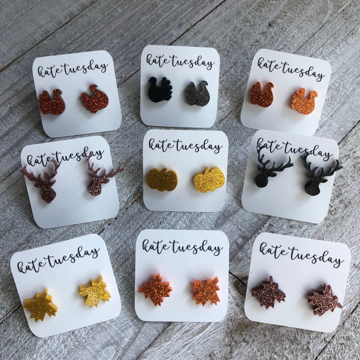 Thanksgiving Turkey, Leaf, Antler Earrings